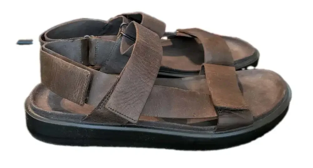 Ecco Flowt Summer Sandals Brown Leather 3 Straps Mens 45 US 11